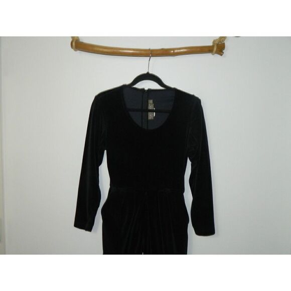Karen Kane Jumpsuit Women's Small Black Velour Velvet 90's Y2K Stirrups Pockets - Picture 9 of 10